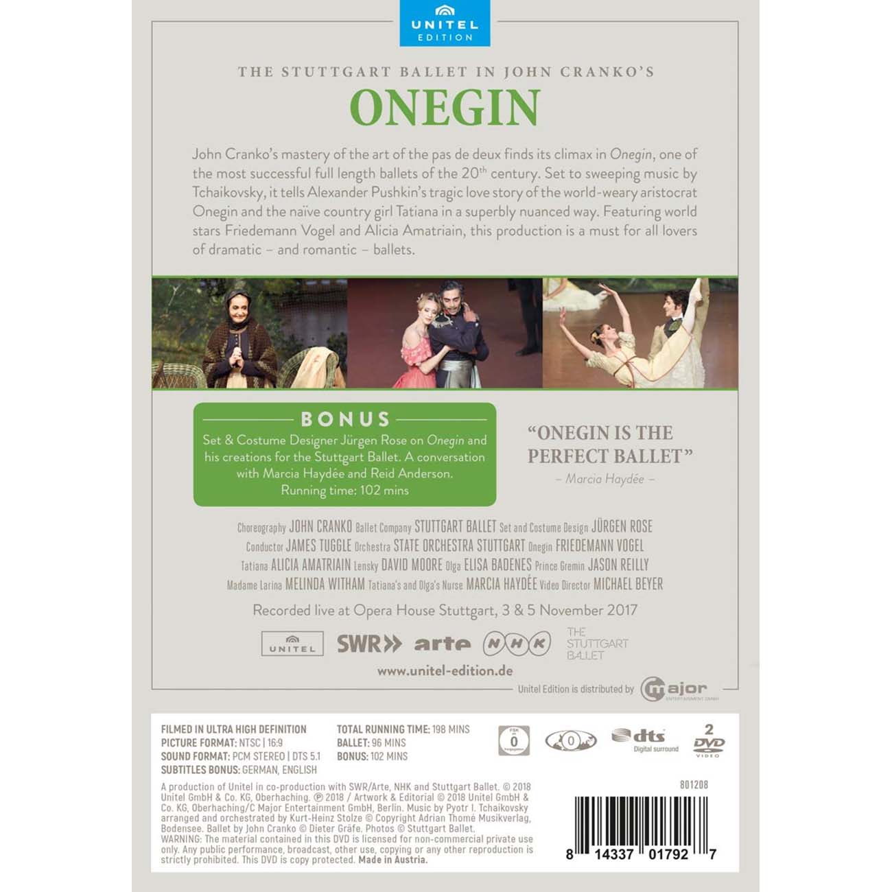 Tchaikovsky: Onegin (2-DVD) – Stuttgart Ballet | DVDS & BLU